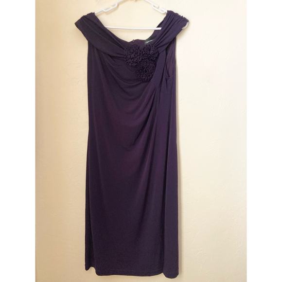 Connected Apparel Women's Dress Size 14 Purple Evening Ruched - Picture 2 of 7